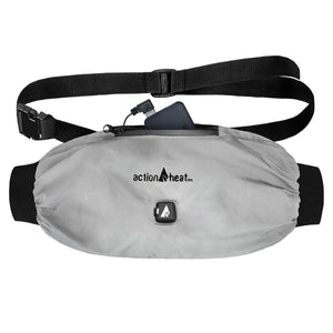 ActionHeat grey battery heated hand warmer muff with adjustable waist strap and power bank