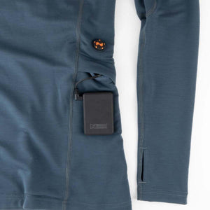 Mobile Warming heated base layer shirt with battery pack connected in side pocket