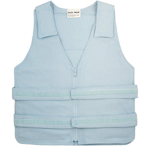 Light blue Polar Products cooling vest with front zipper and adjustable side straps