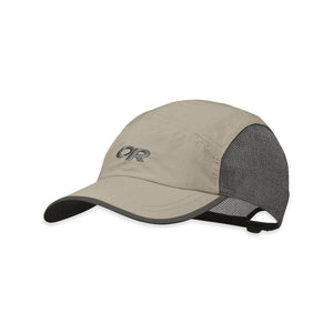 Outdoor Research tan baseball cap with mesh side panels and OR logo