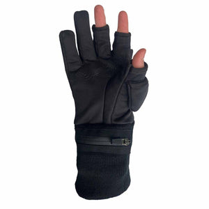 Volt Heat black fingerless glove with zippered wrist pocket