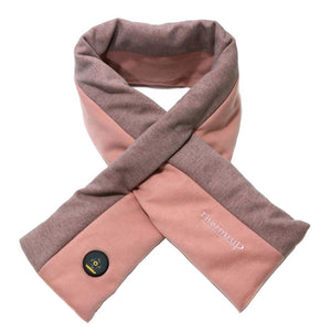 Thermrup heated scarf in pink and grey with power button