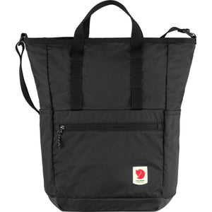 Black FjallRaven tote bag with top handles and shoulder strap