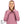 Woman wearing a pink Mobile Cooling long sleeve hooded shirt with thumb holes