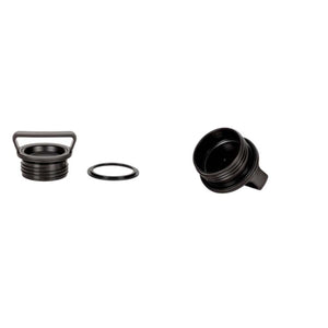 Black water bottle lid with handle and separate silicone seal ring