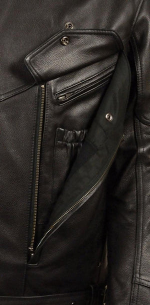 Milwaukee Leather Men's Side Set Belt Utility Pocket Motorcycle Jacket