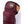 Close up of burgundy Hestra leather glove cuff with brand logo patch