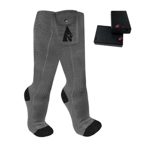 ActionHeat grey battery heated socks with two black battery packs