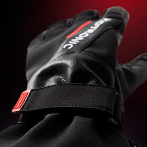 Hotronic black glove with adjustable wrist strap and logo