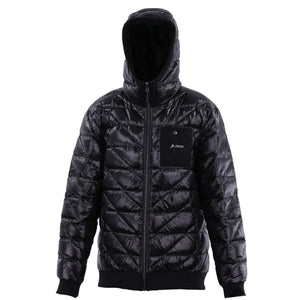 FNDN black quilted hooded puffer jacket with chest pocket