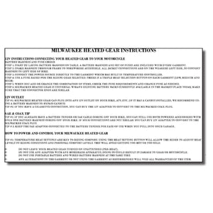 Milwaukee Leather heated gear connection and operation instructions