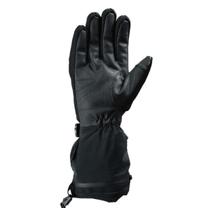 Black winter glove with leather palm and extended gauntlet cuff