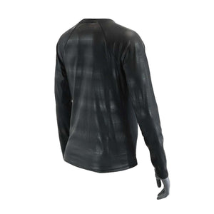 Back view of a black Seirus long sleeve base layer with a subtle geometric pattern