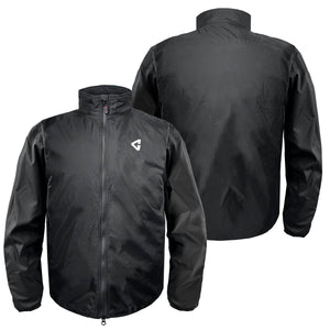 Black zip up jacket with high collar and G logo on chest