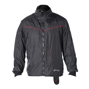 Venture Heat black heated jacket with red piping and front zipper