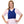 Woman wearing a blue Polar Products cooling vest over a pink t-shirt