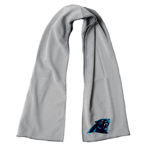 Grey cooling towel with Carolina Panthers logo