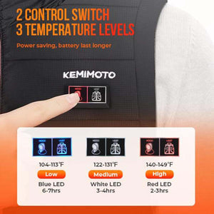 Kemimoto Men's Heated Vest with Heated Hood (Size L)