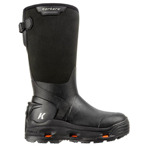 Korkers black waterproof tall rubber boot with side buckle