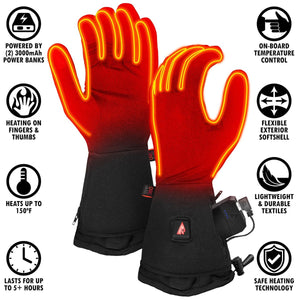Temp 360 heated gloves with power bank and feature icons