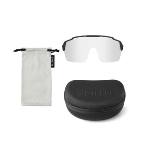 Smith Optics sunglasses with a protective case and a microfiber storage bag