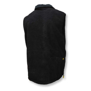 Back view of a black DeWalt fleece vest