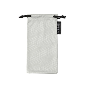 Smith branded grey microfiber eyewear storage pouch with drawstring