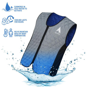 AlphaCool cooling vest with activation and benefit icons