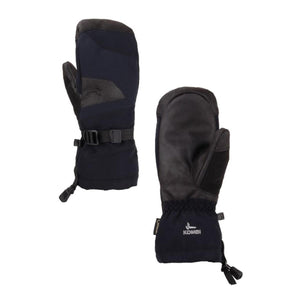Pair of black Kombi winter mittens with adjustable wrist straps