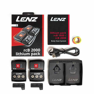 Lenz lithium pack rcB 2000 body heat system kit with batteries, charger, and cable