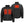 Mobile Warming black puffer jacket showing front and back heating elements