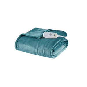 Teal Serta heated throw blanket with remote control