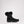 Black winter boot with faux fur trim and side zipper closure
