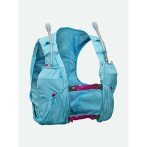 Nathan blue hydration vest with two water flasks and mesh back panel