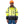 Man wearing a Pioneer high visibility yellow and black safety jacket with reflective stripes and an orange hard hat