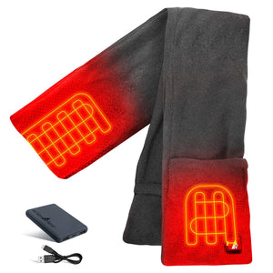 ActionHeat battery powered heated scarf with power bank and charging cable