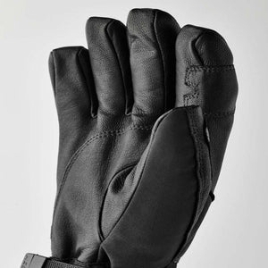 Black leather Hestra three finger glove