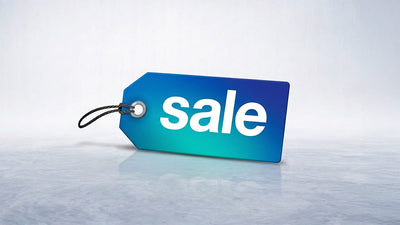 A blue and teal price tag with 