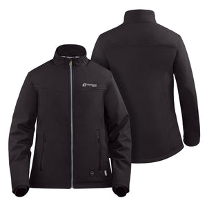 Venture Heat black softshell jacket showing front and back views