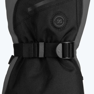 Mobile Warming heated glove wrist strap and power button detail