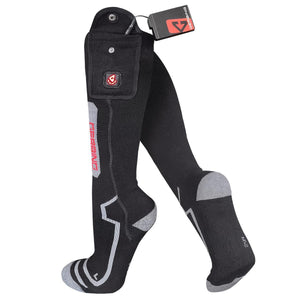 Gerbing black heated socks with battery pocket and brand logo