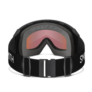 Smith snow goggles with black frame and strap and red lens