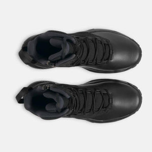 Top view of Under Armour black tactical boots with laces