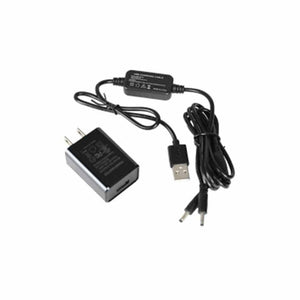 Black USB wall charger with a dual pin charging cable