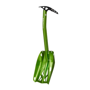 Black Diamond green snow shovel with integrated ice axe head