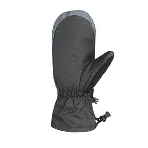 Seirus grey and black insulated winter mitten with adjustable wrist strap