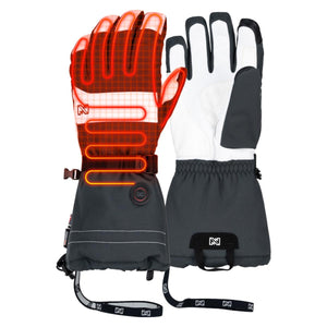 Mobile Warming heated gloves showing internal heating elements and palm view