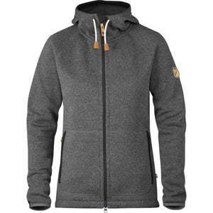 Fjallraven dark grey fleece hoodie with full zip and side pockets