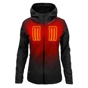 ActionHeat black hooded jacket with glowing orange chest heating elements