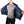 Man wearing open ActionHeat blue jacket showing internal heating panels